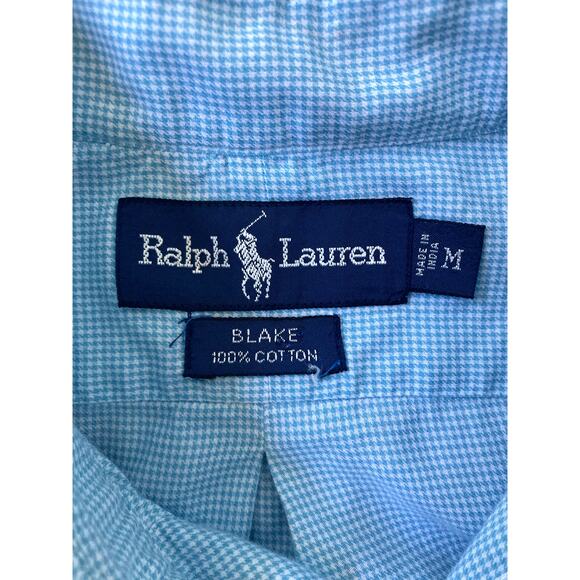 Polo Ralph Lauren Dress Shirt Men Medium Blake Button Up Long Sleeve Checkered - Picture 2 of 6
